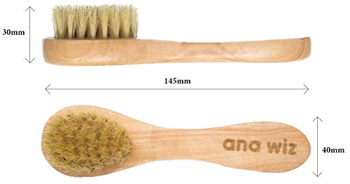 Ana WizTM - Cepillo facial de madera con cerdas de jabalí naturales suaves y mango de madera de loto