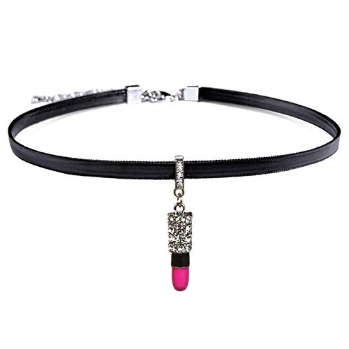 AnazoZ Colgante Collar Mujer Collar Lápiz Labial Collar de Mujer Aleación Roja Rosa