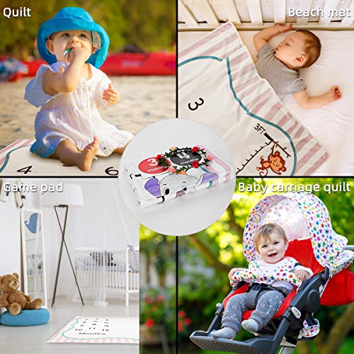 ANBET Bebé Manta Mensual Hito, Fotografía de Fondo para recién Nacidos Pegatinas y Corona mensuales para niños niñas - 120 × 120 cm