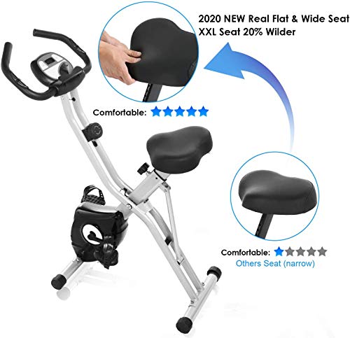 ANCHEER Bicicleta Estática Plegable Bicicleta de Ejercicio 10 Niveles de Resistencia Magnética, con App, Soporte para Tableta Capacidad de Peso:120kg (Gris)