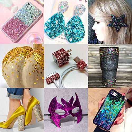 ANDERK Purpurinas Polvo, Chunky Glitter Flakes Paillette para Rostro Maquillaje de Ojos Cabello Body Art - 12 Cajas 20ml