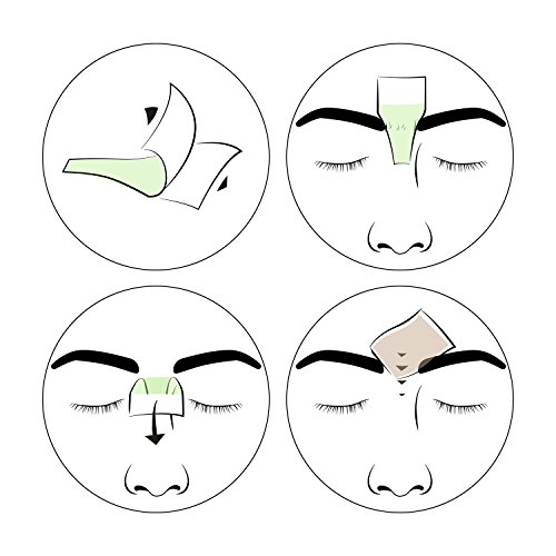 andmetics BROW Wax Strips: Tiras patentadas de cera fría para depilación de cejas, forma perfecta para moldear, cerrar, colorear (plantilla de teñido), sin tirones de cejas