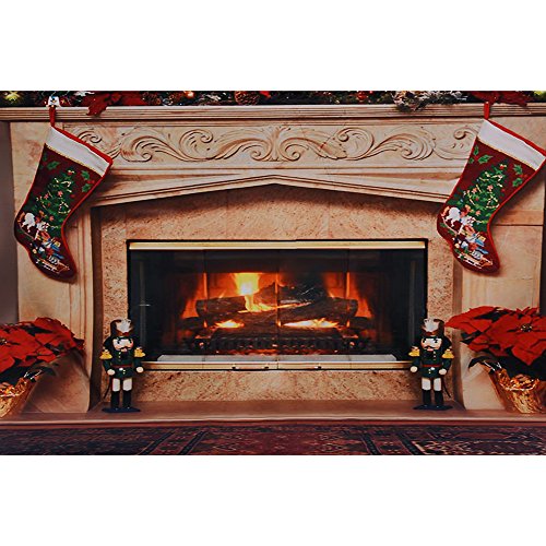 Andoer 1.5 * 2m Fondo Fotografía Telón de Fondo Patrón de Chimenea de Navidad para Niños Bebé Estudio de Foto