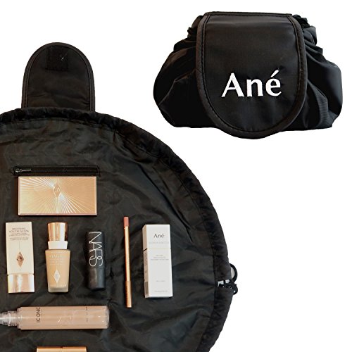 Ané - Bolsa de maquillaje con cordón - organizador de bolsa de viaje de gran capacidad - se abre plana para fácil acceso a todos sus cosméticos