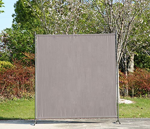 Angel Living Biombo Grande de 1 Panel, Decoración Elegante, Separador de Ambientes Plegable, Divisor de Habitaciones, 163X180 cm (Gris)