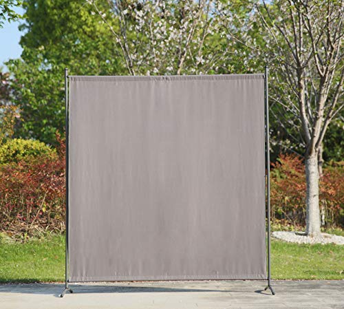 Angel Living Biombo Grande de 1 Panel, Decoración Elegante, Separador de Ambientes Plegable, Divisor de Habitaciones, 163X180 cm (Gris)