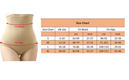 ANGOOL Cintura Alta Braguitas Moldeadora Fajas Reductoras Efecto Vientre Plano para Body Shaper para Mujer (Beige, L)