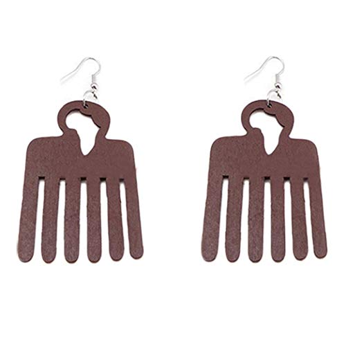 Angoter Pendientes De Gota Cuelga El Pendiente Peine Peine De Madera Larga Pendiente del Estilo Africano Orejas Decoración De La Joyería