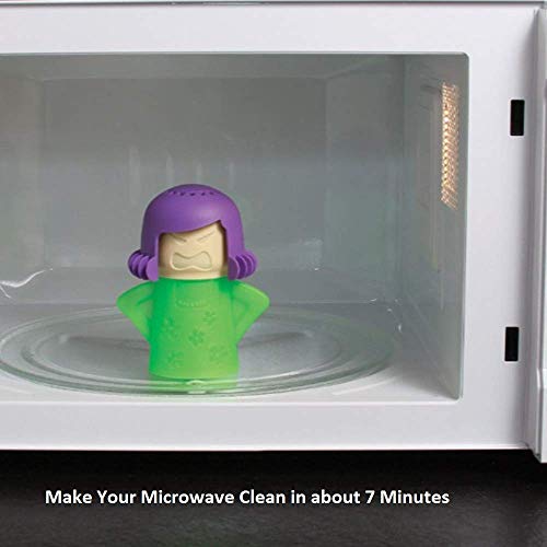 Angry Mama Limpiador de microondas, limpiador a vapor para horno microondas, vaporizador de mamá enojada que limpia las manchas de suciedad fácilmente en minutos con vinagre y agua