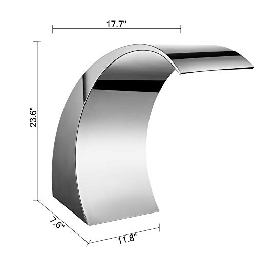 Anhon Fuente Cascada para Piscina Acero Inoxidable Fuente Estanque 30x60x45 cm, Fuentes de Piscina de Plata