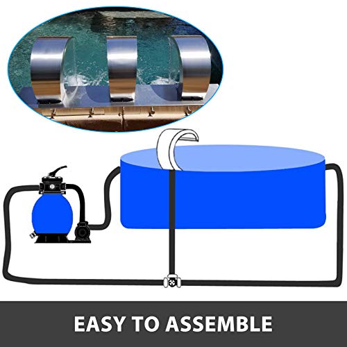Anhon Fuente Cascada para Piscina Acero Inoxidable Fuente Estanque 30x60x45 cm, Fuentes de Piscina de Plata