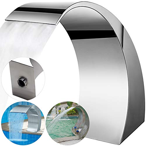Anhon Fuente Cascada para Piscina Acero Inoxidable Fuente Estanque 30x60x45 cm, Fuentes de Piscina de Plata