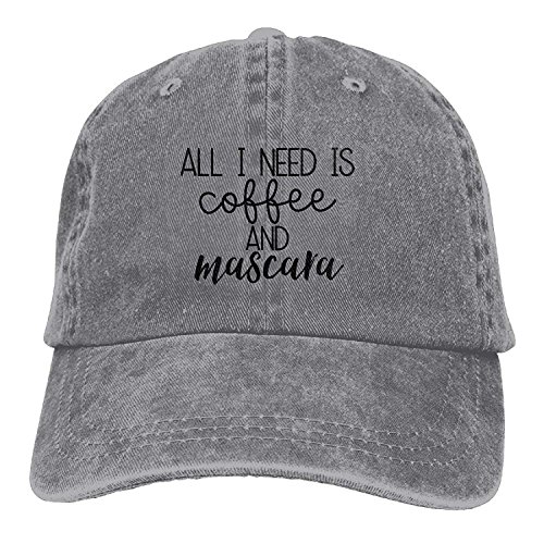 ANIDOG Decorativo Todo lo Que Necesito es café y rímel Gorras de béisbol clásicas Sombreros de Vaquero Adultos Unisex