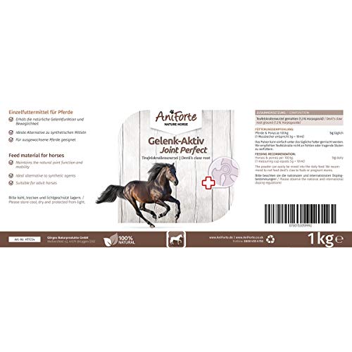 AniForte Garra del diablo en polvo para caballos 1kg - producto 100% natural para articulaciones, tendones y ligamentos. Ayuda a la movilidad y a la función articular, de alta aceptación