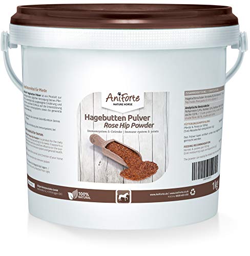 AniForte Polvo de escaramujo para caballos 1kg - fortalece la función de las articulaciones y el sistema inmunológico, proporciona vitaminas, fitoquímicos y antioxidantes