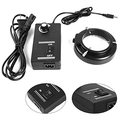 Anillo de luz LED para microscopio con iluminación de brillo ajustable, sin sombra, anillo de iluminación de 60 LED para microscopio estéreo, blanco