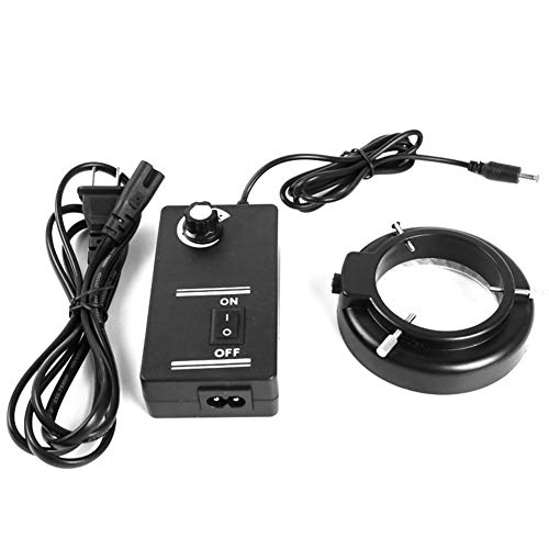 Anillo de luz LED para microscopio con iluminación de brillo ajustable, sin sombra, anillo de iluminación de 60 LED para microscopio estéreo, blanco