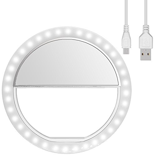 Anillo de luz Selfie,[Nueva Versión] Diyife 36 LED USB Recargable Selfie Light Clip en el Cualquier Teléfono con Brillo de 3 Niveles Fotografiar Transmisión en Vivo Maquillaje