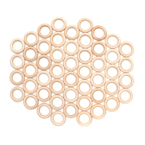 Anillos de Madera Natural (Paquete de 50)- 5.5cm x 10mm, Aros madera, Círculo de Madera Redondo para Manualidades, Hogar, Bricolaje, Accesorio para hacer Joyas