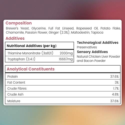 Animigo Calmante para Gatos. Suplemento Tranquilizante Natural. Nervios, Ansiedad y Estres de Viajes, Separaciones, Ruidos Fuertes y Más. con Jengibre, Manzanilla y Levadura. 60 Cápsulas Blandas