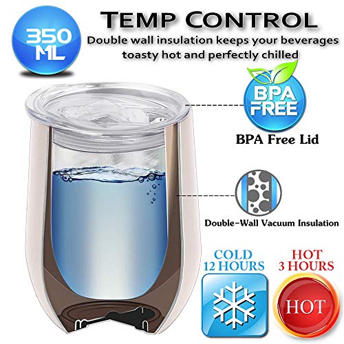 AniSqui Taza de café térmica ecológica de Acero Inoxidable de Doble Pared, (350mL 12oz Taza café de Reutilizable con Tapa), Taza de térmica para café