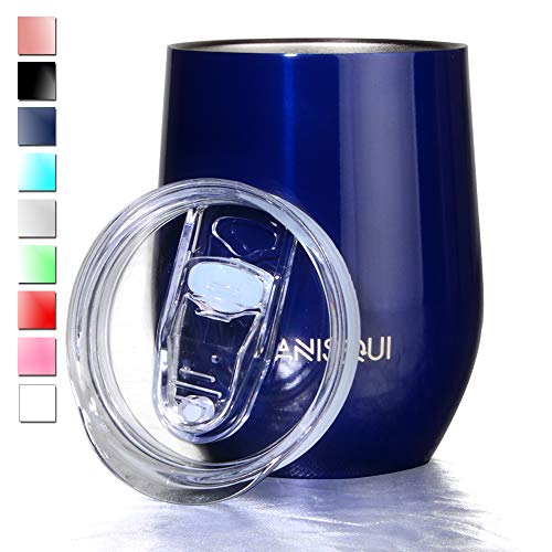AniSqui Taza de café térmica ecológica de Acero Inoxidable de Doble Pared, (350mL 12oz Taza café de Reutilizable con Tapa), Taza de térmica para café