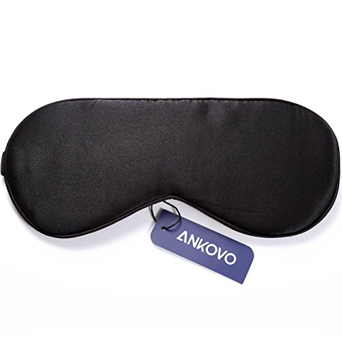ANKOVO Antifaz para Dormir Hecho de Seda Natural, Muy Suave, Ideal para Viajes, turnos de Trabajo y meditación