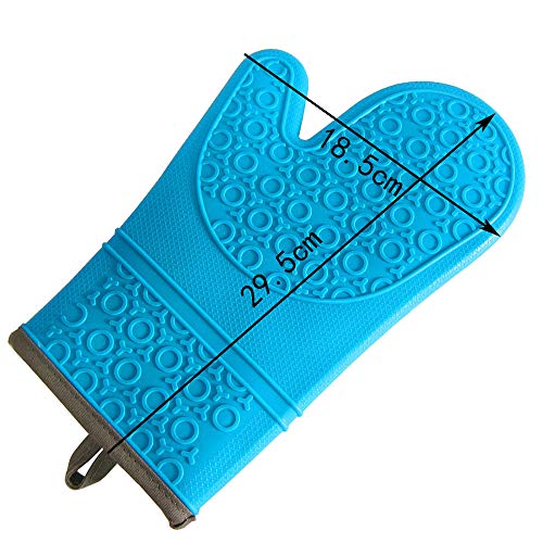 Anmy Guantes De Cocina Un Par De Aislantes De La Parrilla De Cocción De La Cocina De Silicio Cocinar Y Acolchado De Revestimiento Bicarbonato De Guante (Color : Blue)