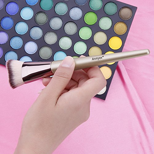 Anmyox Cepillo de maquillaje para la barbilla de cara suave y cosmética, curva en ángulo, brocha para base de maquillaje Kabuki para mezclar crema líquida o polvo, herramienta de maquillaje de belleza