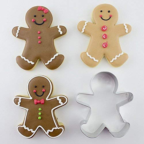 Ann Clark Cookie Cutters Juego de 7 cortadores de galletas Navidad con libro de recetas, copo de nieve, estrella, árbol de Navidad, hombre de jengibre, ángel, reno y bastón de caramelo