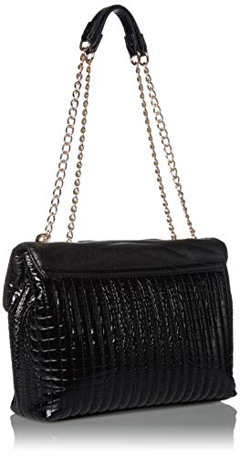 Anne Klein bolsa de hombro con solapa de cadena, Negro (Negro), Talla única