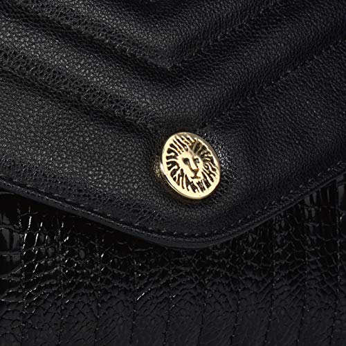 Anne Klein bolsa de hombro con solapa de cadena, Negro (Negro), Talla única