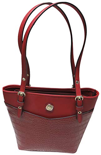 Anne Klein - Bolso de mano, diseño con logo en V, color rojo