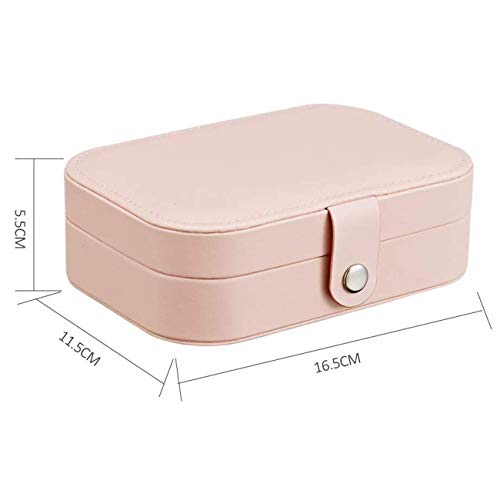 Annhao Caja Joyero, Joyero Pequeña de PU, Joyero Viaje Cajas para Joyas Jewelry Organizer para Mujer, para Anillos, Aretes, Pendientes, Pulseras y Collares 16,5 x 11,5 x 5,5 cm - Rosado
