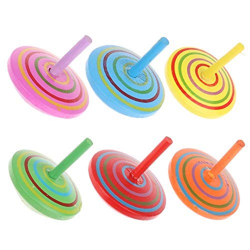 Annhao Peonza de Madera de Colores 24 Piezas, Peonza trompo, Juguetes para niños, Juego de peonzas, Creativo Juguete, Regalos para Comuniones, Niños, Niñas, Fiesta cumpleaños favores (6 Colores)