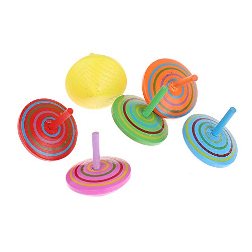 Annhao Peonza de Madera de Colores 24 Piezas, Peonza trompo, Juguetes para niños, Juego de peonzas, Creativo Juguete, Regalos para Comuniones, Niños, Niñas, Fiesta cumpleaños favores (6 Colores)