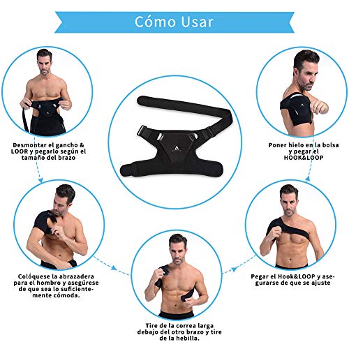 Anoopsyche Hombrera Ajustable, Hombro Apoyo Transpirable de Neopreno, Dolor en el Hombro, Hombros Artríticos, Prevenir y Restaurar Lesiones Deportivas, para el Hombro Izquierdo/Derecho, Hombre/Mujer