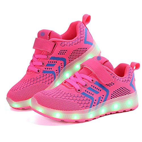 Ansel-UK LED Zapatos Verano Ligero Transpirable Bajo 7 Colores USB Carga Luminosas Flash Deporte de Zapatillas con Luces Los Mejores Regalos para Niñas Niños Cumpleaños Navidad Reyes Mango