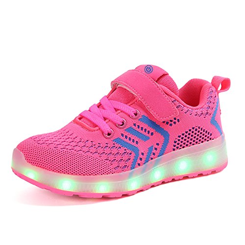 Axcer USB Carga LED Zapatos Ligero Transpirable Bajo 7 Colores Luminosas Flash Deporte de Zapatillas con Luces Los Mejores Regalos para Niños Niñas Cumpleaños de Navidad 