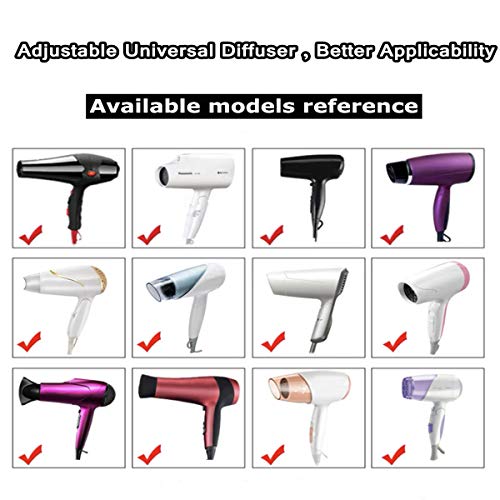 Anself Difusor de Secador de Cabello Ajustable, Difusor Universal para Boquilla de Cabello Rizado Adecuado para 1.37in a 2.76in para Cabello Ondulado Rizado Natural
