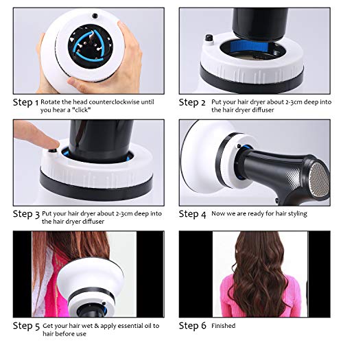 Anself - Difusor universal para secadores de pelo con Grandes y ajustables boquilla D-1.57 pulgadas a D-2.83 pulgadas para peinados rizados o ondulados, difusores de pelo, secadores de pelo
