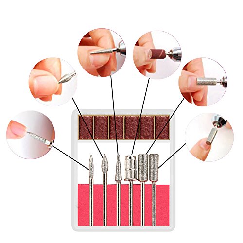 Anself - Juego de 100-240V Taladro Pulido de Uñas Eléctrico de Manicura y Pedicura, Con 6x Brocas + 6x Bandas, Color Negro