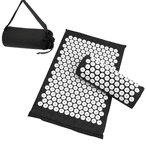 Anself Massage Mat Spike Acupuncture Pad Esterilla de masaje para aliviar el estrés y el dolor, cojín de acupresión, esterilla de yoga con almohada