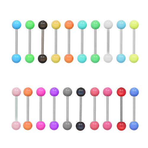 Anself Pendiente de Anillo de la lengüeta Cuerpo de acero inoxidable Lengua Piercing Barbell Stud