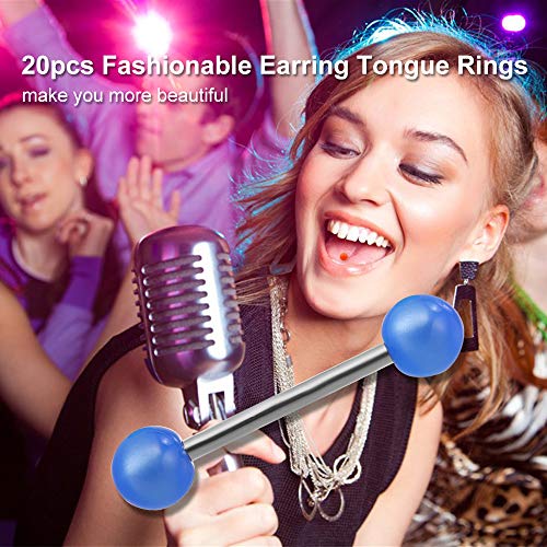 Anself Pendiente de Anillo de la lengüeta Cuerpo de acero inoxidable Lengua Piercing Barbell Stud