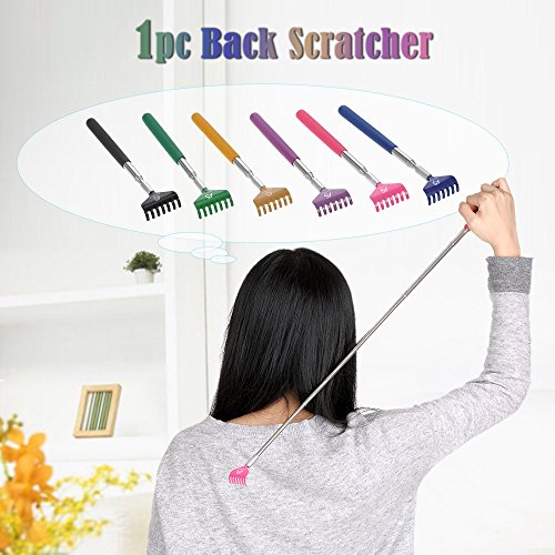 Anself Telescópico Back Scratcher Massager Metal Compacto Extensible 5 Sección 20-68cm Negro
