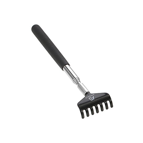 Anself Telescópico Back Scratcher Massager Metal Compacto Extensible 5 Sección 20-68cm Negro