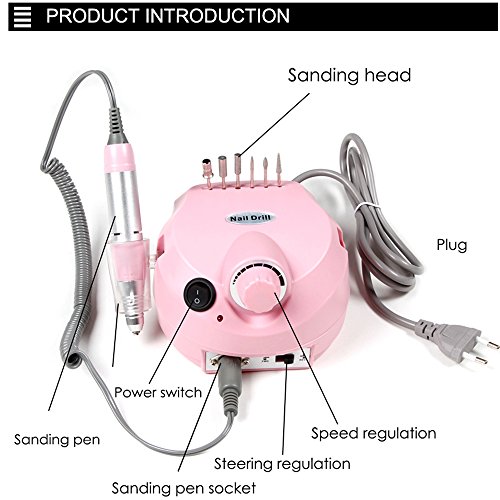 Anself Torno Taladro Lima Pulidor Eléctrico de Uñas (Silver)