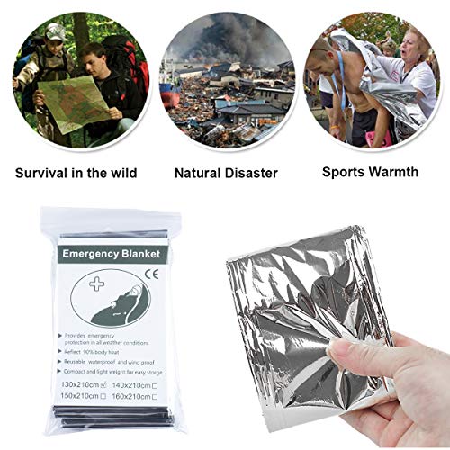 ANSUG 10 Paquete de Manta de Emergencia Supervivencia térmica Reflectante de Primeros Auxilios, Manta de Aluminio, Plateado