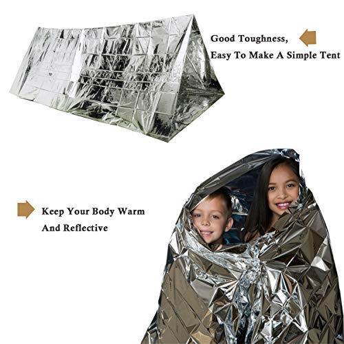 ANSUG 10 Paquete de Manta de Emergencia Supervivencia térmica Reflectante de Primeros Auxilios, Manta de Aluminio, Plateado